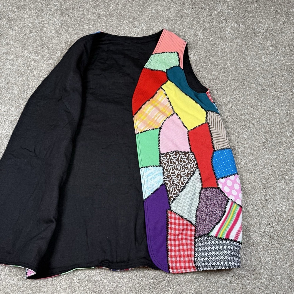 Handmade Patchwork Vest Open Front Granny Core Retro Textures SEE MEASUREMENTS - Picture 3 of 11